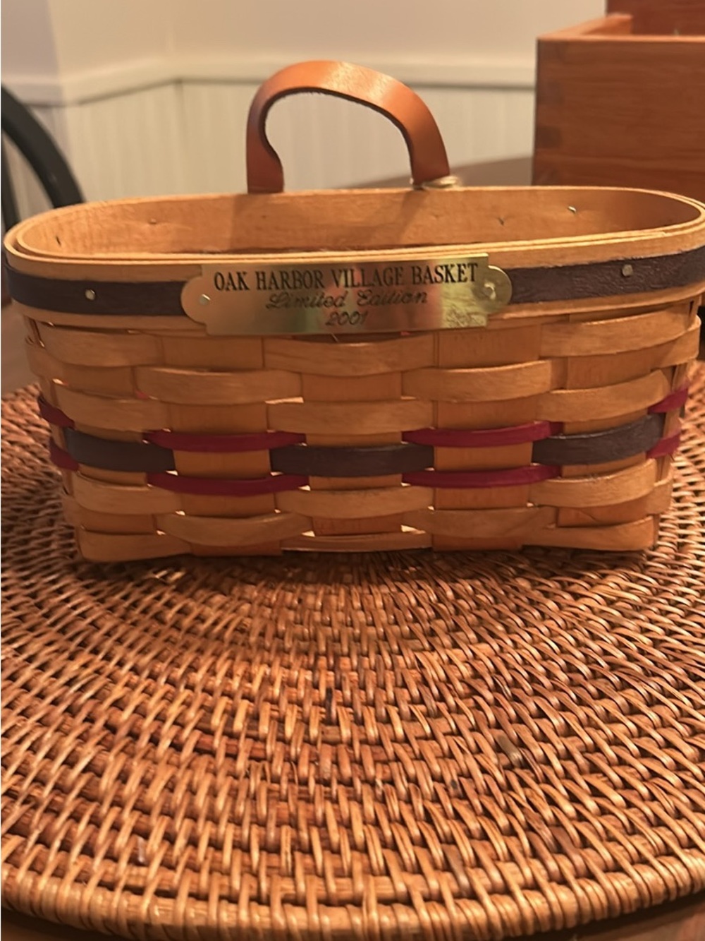Oak Harbor Village Basket Limited Edition 2001 basket 8 1/2 long by 4 1/2 tall